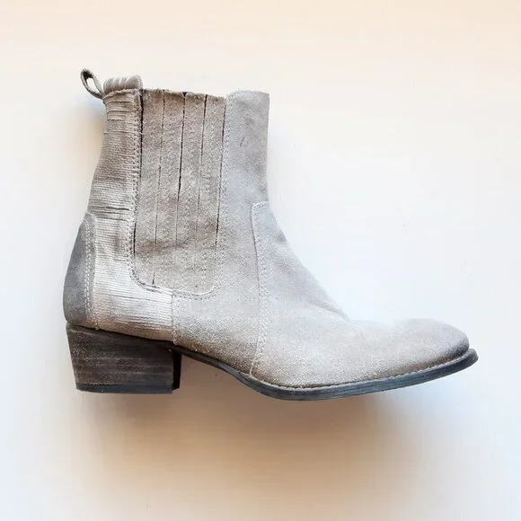 Splendid Grey Suede Leather Western Cowgirl / Cowboy Ankle Boots / Booties Sz. 8 - Picture 7 of 16